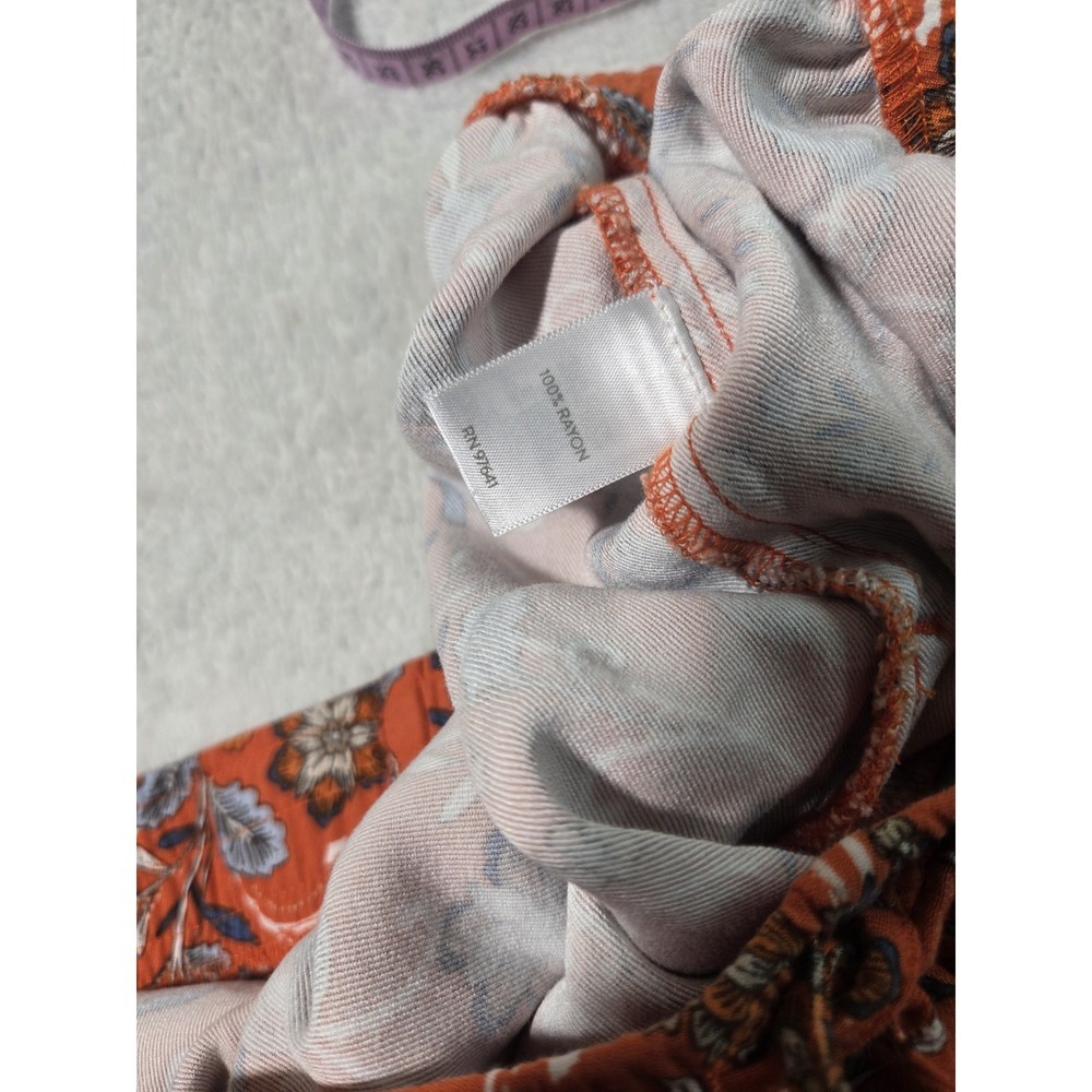 J. Jill Zinnia L P Orange Floral Paisley Shorts tie waist boho tassel large - Picture 5 of 5